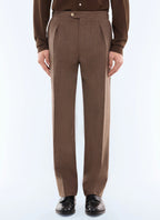 Pantalon en laine à micro-motif Mocha
