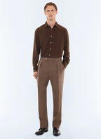Pantalon en laine à micro-motif Mocha