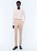 Pantalon de costume ajusté en flanelle Naturel