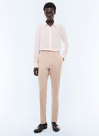 Pantalon de costume ajusté en flanelle Naturel