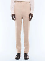 Pantalon de costume ajusté en flanelle Naturel