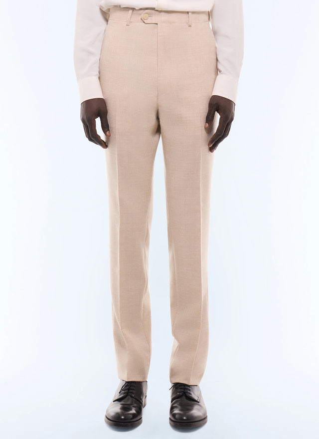 Pantalon de costume ajusté en flanelle Naturel