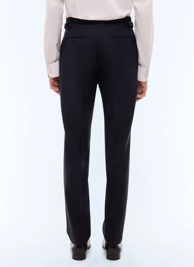 Pantalon de smoking à bande de satin Marine