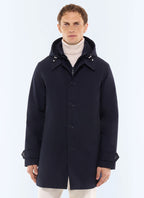 Parka mi-longue en toile déperlante Marine