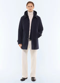 Parka mi-longue en toile déperlante Marine