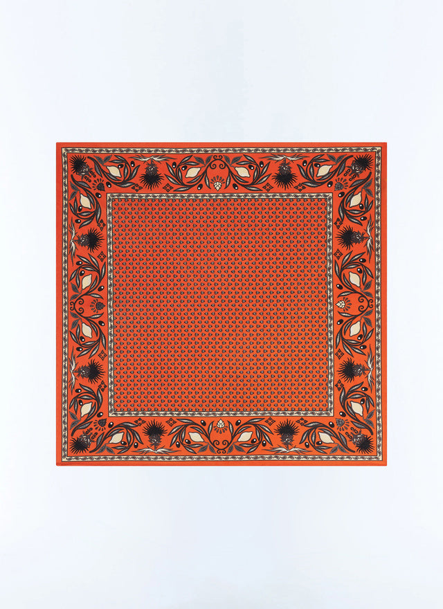 Pochette en soie à imprimé Orange - Motif Provence