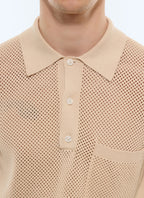 Polo maille ajourée en coton biologique Beige