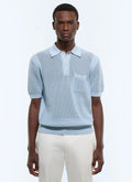 Polo ajouré en coton biologique Bleu ciel