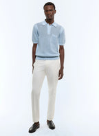 Polo ajouré en coton biologique Bleu ciel