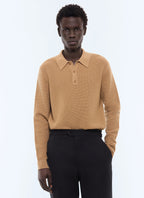 Polo en maille point de riz Camel