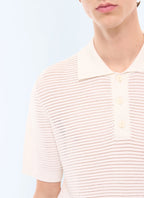 Polo en maille ajourée en coton ECRU