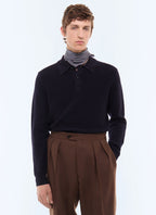 Polo en maille point de riz Marine