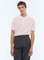 Polo point de riz en coton et cachemire Ecru