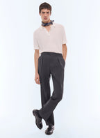 Polo point de riz en coton et cachemire Ecru
