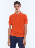 Polo point de riz en coton et cachemire Orange