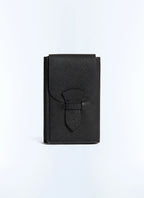 Portefeuille en cuir Saffiano uni Noir