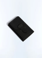 Portefeuille en cuir Saffiano uni Noir