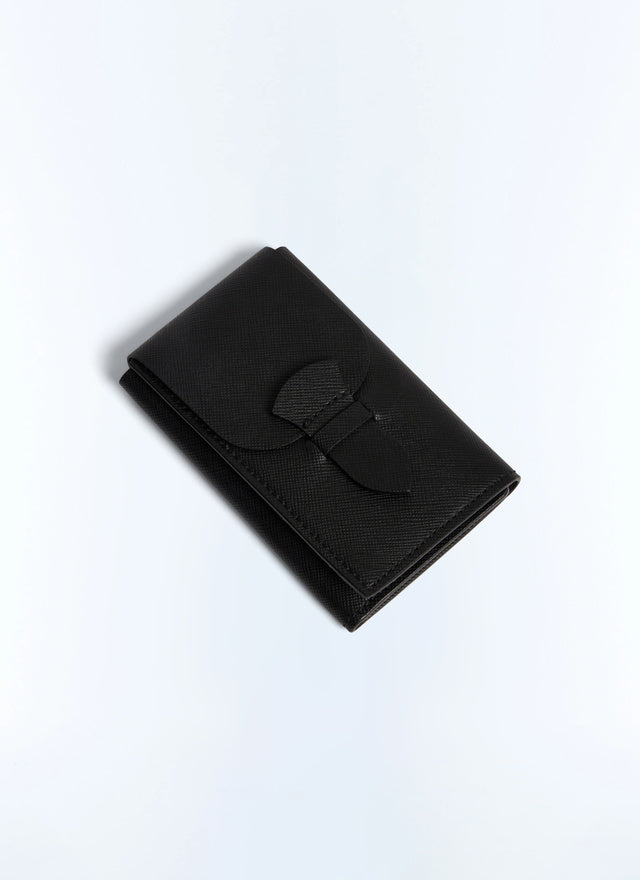 Portefeuille en cuir Saffiano uni Noir