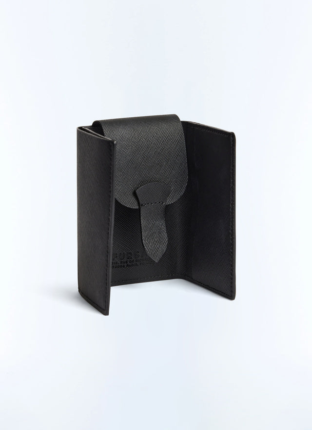 Portefeuille en cuir Saffiano uni Noir