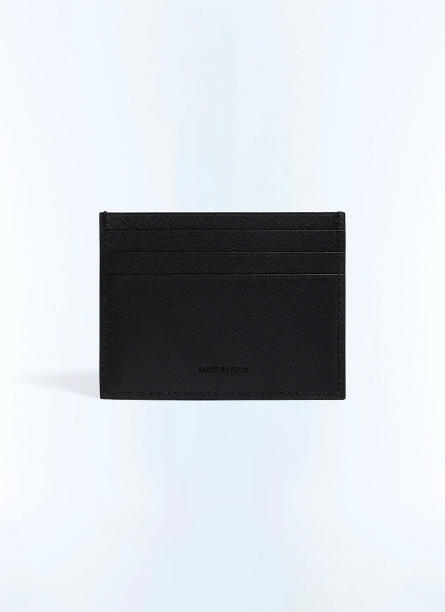 Porte-cartes en cuir Saffiano Noir