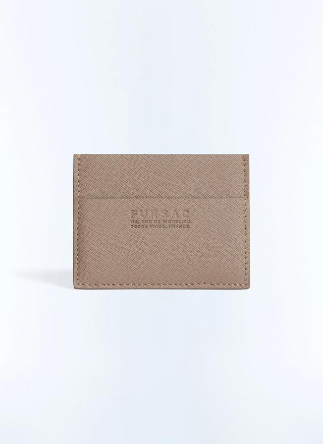 Porte-cartes en cuir Saffiano Taupe