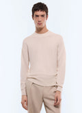 Pull col rond en cachemire Ecru