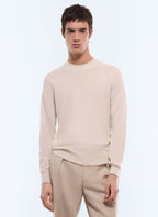 Pull col rond en cachemire Ecru