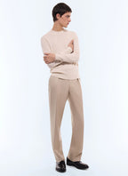 Pull col rond en cachemire Ecru