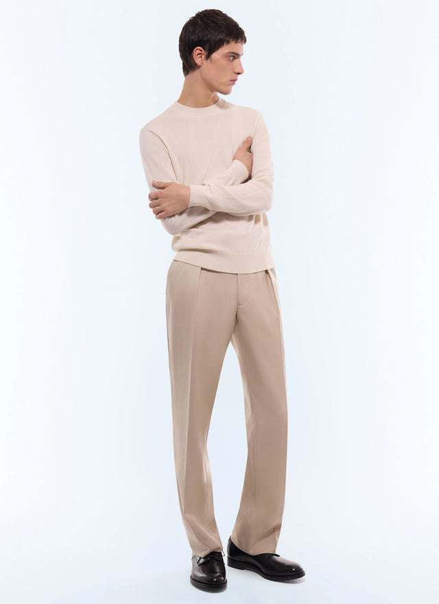 Pull col rond en cachemire Ecru