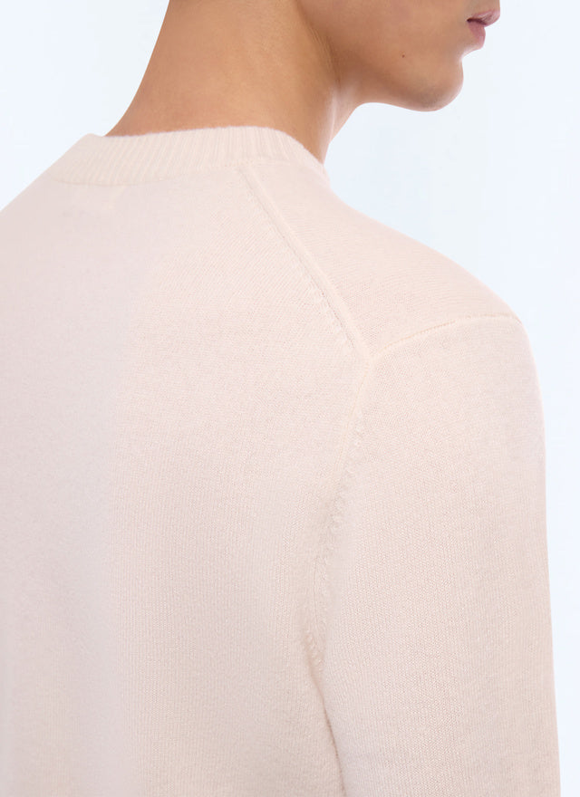 Pull col rond en cachemire Ecru