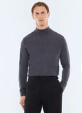 Pull col montant en laine mérinos Acier