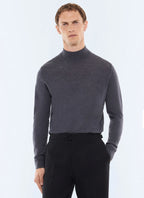 Pull col montant en laine mérinos Acier