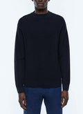 Pull point de riz en laine certifiée Bleu marine