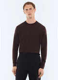 Pull col rond en laine mérinos Chocolat