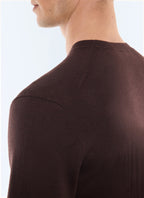 Pull col rond en laine mérinos Chocolat
