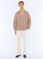 Pull col bateau en laine et coton Ficelle
