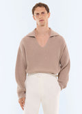 Pull col bateau en laine et coton Ficelle