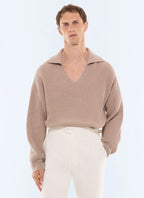 Pull col bateau en laine et coton Ficelle
