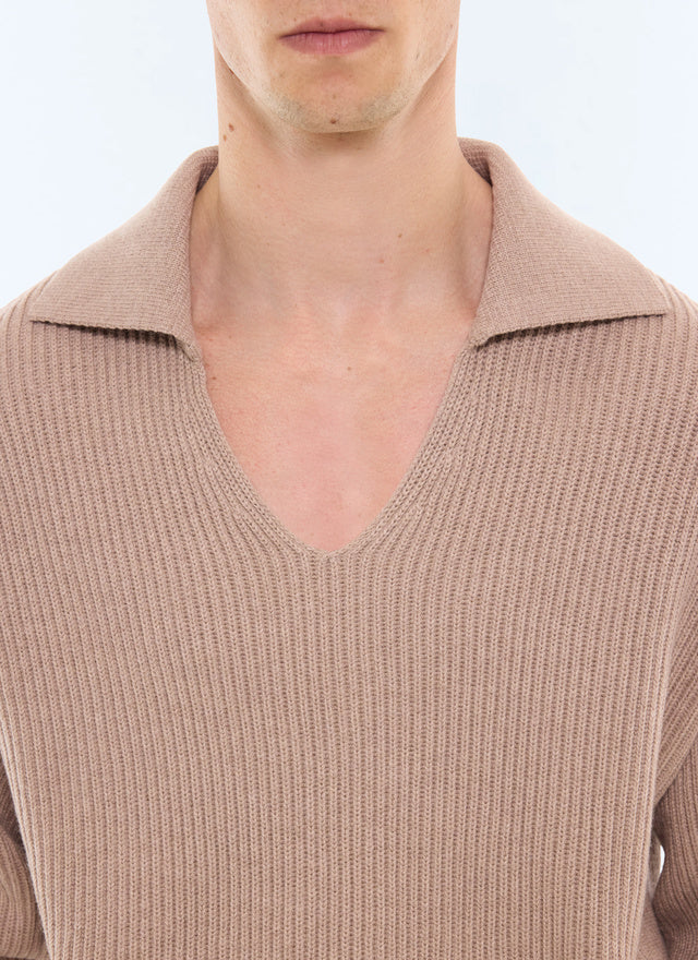 Pull col bateau en laine et coton Ficelle