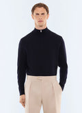 Pull col camionneur en laine mérinos Marine
