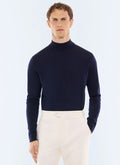 Pull col cheminée en laine mérinos Marine