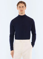 Pull col cheminée en laine mérinos Marine