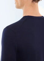 Pull col rond en laine mérinos Marine