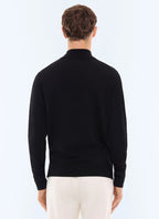 Pull col camionneur en laine mérinos Noir
