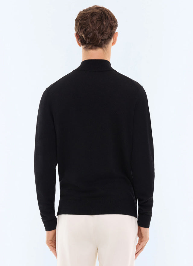 Pull col camionneur en laine mérinos Noir