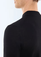 Pull col cheminée en laine mérinos Noir