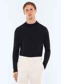 Pull col cheminée en laine mérinos Noir