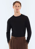 Pull col rond en laine mérinos Noir