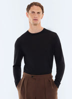 Pull col rond en laine mérinos Noir