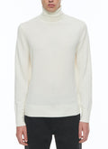 Pull col roulé en laine et cachemire Ecru
